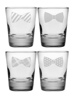 Bowtie Assortment Double Old Fashioned Glasses (Set of 4) by Susquehanna Glass Co.