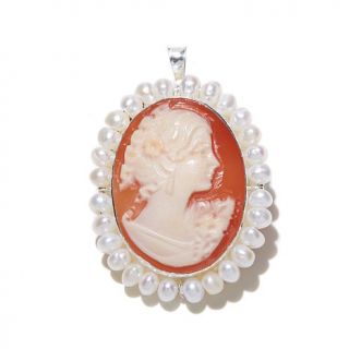 AMEDEO 25mm Cameo Gem Frame Sterling Silver Pin/Pendant   7892879