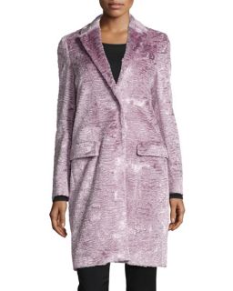 MSGM Long Faux Fur Coat, Blush Pink