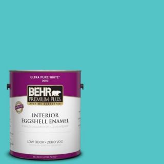 BEHR Premium Plus 1 gal. #500B 4 Gem Turquoise Zero VOC Eggshell Enamel Interior Paint 240001