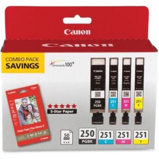Canon PGI 250/CLI 251 4 Color Combo Pack   Pigment Black, Cyan, Magenta, Yellow   Inkjet   4 / Pack