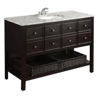 Simpli Home Burnaby 48 in. Vanity in Espresso Brown with Granite Vanity Top in Dappled Grey NL DAVENPORT EB 48 2A