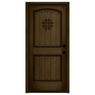 Steves & Sons 32 in. x 80 in. Rustic 2 Panel Speakeasy Stained Mahogany Wood Prehung Front Door M2250S2 HY MJ 4LH