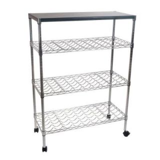 Lavish Home 35.5 in. W Rolling Wine Rack Cart Portable Bar in Chrome 83 20