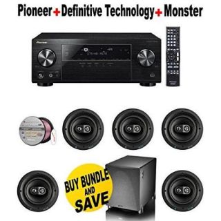Pioneer VSX 830 K 5.2 Channel AV Receiver with Built In Bluetooth and Wi Fi (Black) + 5 Definitive Technology   DT65STR