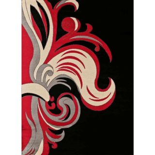 Oh! Home Corfu Collection Black/ Red Area Rug (8 x 103)