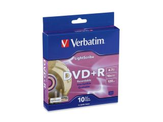 Verbatim 4.7GB 16X DVD+R LightScribe 10 Packs Spindle Disc Model 95116