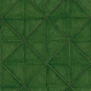 The Wallpaper Company 56 sq. ft. Kelly Green Diamond Stitched Leather Wallpaper WC1280523
