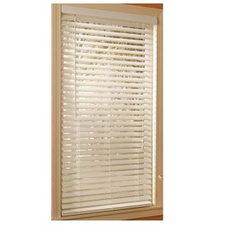 Style Selections 2 in White Etched Woodgrain Faux Wood Room Darkening Plantation Blinds (Common 58 in; Actual: 57.5 in x 64 in)