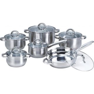 Heim Concept Silver 12 piece Stainless Steel Cookware Set with Glass