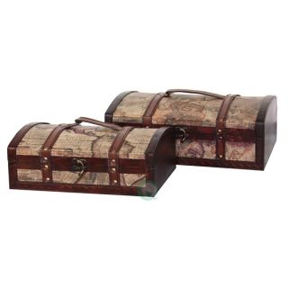 Old World Map Treasure Chest (Set of 2)
