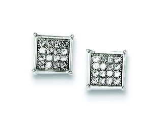Genuine .925 Sterling Silver CZ Pave Square Post Earrings.