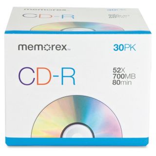 Memorex CD Recordable Media   CD R   52x   700 MB   30 Pack Slim Jewe