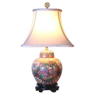 Oriental Furniture Rose Medallion 23.5 H Table Lamp with Bell Shade