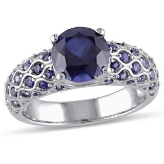 10 CT. T.W. Simulated Round Blue Sapphire Ring in 10K White Gold
