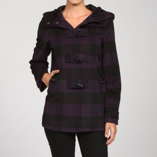 Buffalo Womens Hooded Toggle Purple Plaid Coat  