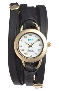 La Mer Collections Saturn Leather Wrap Bracelet Watch, 22mm