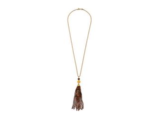 Kenneth Jay Lane Gold Chain and Tiger Eye Tassel Necklace Tiger Eye