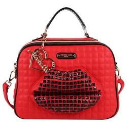 Womens Nicole Lee Fay Bold Studded Bowler Bag Red  