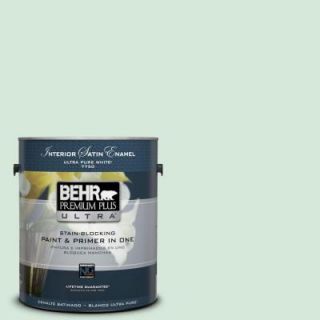 BEHR Premium Plus Ultra 1 gal. #M410 1 Jade Mist Satin Enamel Interior Paint 775001