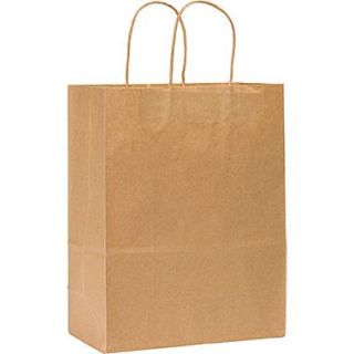 M2C Kraft Paper 13H x 10W x 5D Shopping Bags, Kraft, 250/Pack