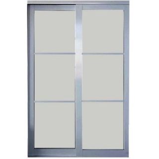 Contractors Wardrobe 84 in. x 96 in. Eclipse 3 Lite Mystique Glass Satin Clear Finish Aluminum Interior Sliding Door EC3 8496SC2R