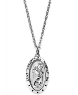 Oval Saint Christopher Medallion Necklace in Sterling Silver