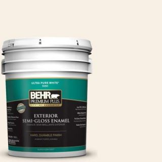 BEHR Premium Plus 5 gal. #GR W14 Coconut Twist Semi Gloss Enamel Exterior Paint 505005