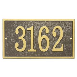 Whitehall Products Fast and Easy Rectangle House Number Plaque, Bronze/Gold 31266