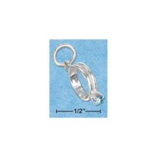 Sterling Silver BirthStone Ring Charm with May Cubic Zirconia