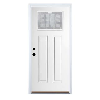 Therma Tru Benchmark Doors Emerson Craftsman Insulating Core 1 Lite Right Hand Inswing White Fiberglass Primed Prehung Entry Door (Common: 36 in x 80 in; Actual: 37.5 in x 81.5 in)