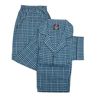 Hanes Size Large Mens Broadcloth Long Sleeve Pajama Set, Navy