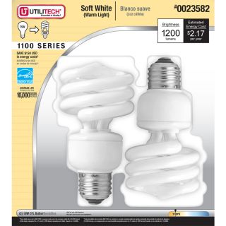 Utilitech 2 Pack 18 Watt (75W Equivalent) 2,700K Spiral Soft White Outdoor CFL Bulb ENERGY STAR