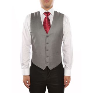 Verno Light Grey Mens Five Button Classic Fit Vest   18641802