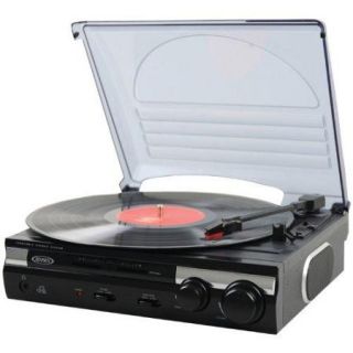 Jensen JTA 230 3 Speed Stereo Turntable with Built In Speakers, Software to Convert Records to MP3, RCA Line Out