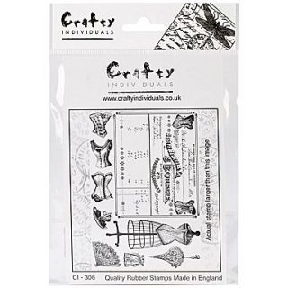 Crafty Individuals 96 mm x 137 mm Unmounted Rubber Stamp, French Corsets