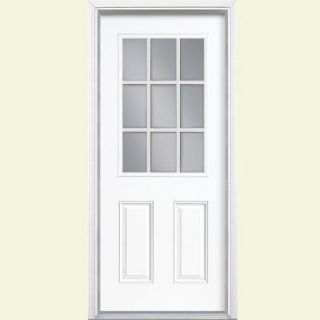 Masonite 36 in. x 80 in. 9 Lite Painted Steel Prehung Front Door with Brickmold 26790