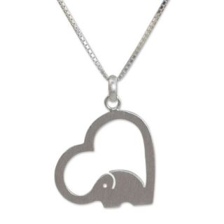 Sterling Silver Heartfelt Elephant Necklace (Thailand)