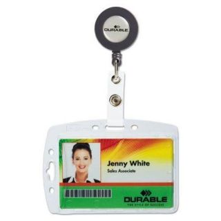 Shell Style ID Card Holder, Vertical/Horizontal, With Reel, Clear, 10/BX