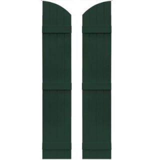 Builders Edge 14 in. x 73 in. Board N Batten Shutters Pair, 4 Boards Joined with Arch Top #122 Midnight Green 090140073122