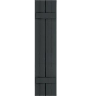 Winworks Wood Composite 15 in. x 68 in. Board and Batten Shutters Pair #632 Black 71568632