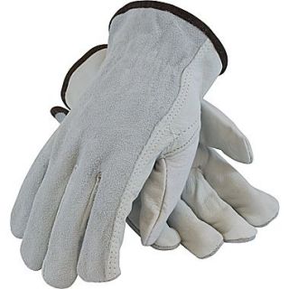 PIP Drivers Gloves, Top Grain Cowhide, Medium, Gray & White, 1 Pair