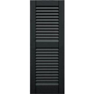 Winworks Wood Composite 15 in. x 41 in. Louvered Shutters Pair #632 Black 41541632