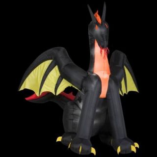 Gemmy 83.86 in. W x 72.84 in. D x 72.05 in. H Animated Inflatable Fire Dragon with Wings 64056X