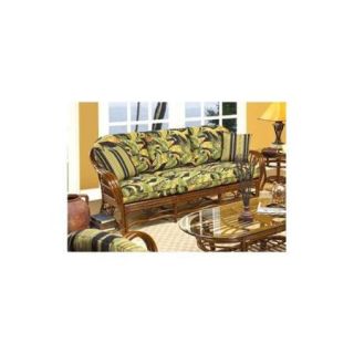 Amarillo Rattan Sofa w 2 Toss Cushions in Urban Mahogany (957)