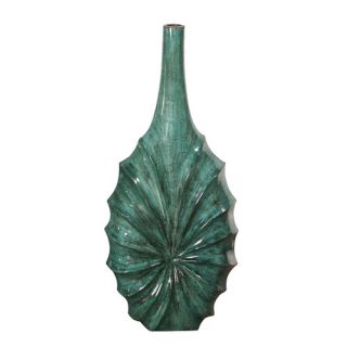 Howard Elliott Blue Lacquered Ribbed Bamboo Vase