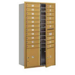 Salsbury Industries 56 3/4 in. H x 31 1/8 in. W Gold Front Loading 4C Horizontal Mailbox with 20 MB1 Doors/2 PL's 3716D 20GFU