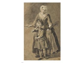 A Mother Showing Her Weeping Son His Shoe of Switches Poster Print by Cornelis Troost (16 x 24)