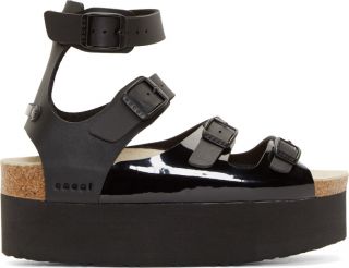 Sacai Luck: Black Tatami Platform Sandals