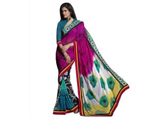 Triveni Colorful Printed Velvet Sleek Border Saree